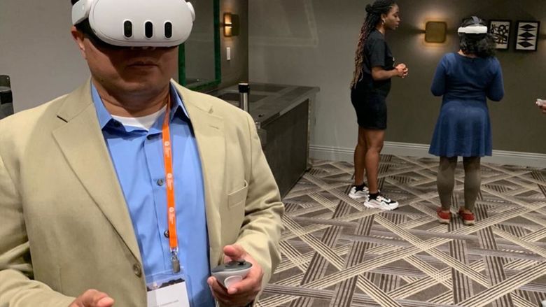 Man wearing VR headset