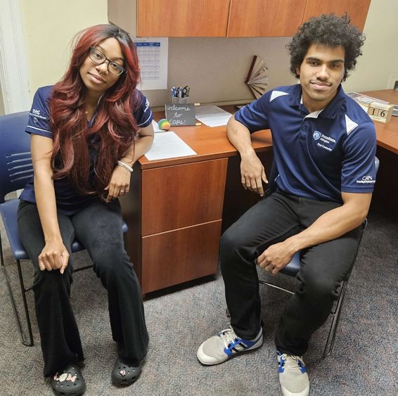 Two students in an office